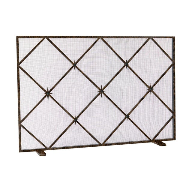 Not Yet Made - Made To Order Gold Rubbed Black Celeste Fireplace Screen Iron For Sale - Image 5 of 11