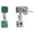 Art Nouveau Elegant Emerald and Diamond Dangle Drop Earrings in Sterling Silver, A Pair For Sale - Image 3 of 11