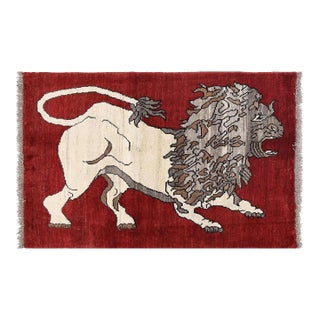 Pasargad Red Hand Knotted Lion Shiraz Rug For Sale