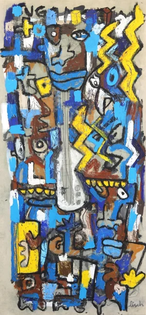 "Electric Jimi" Contemporary Abstract Mixed-Media Painting by Jonas Fisch