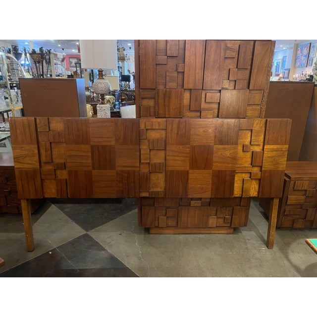 1970s Lane Staccato Brutalist Eastern/Standard King Headboard For Sale - Image 11 of 11