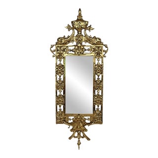 Antique 19th C. Victorian Brass Figural Dolphin Wall Mirror For Sale