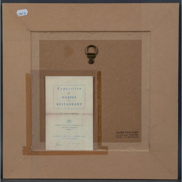 Mid-Century Modern Jean Cocteau, Tablecloth from the Palais-Royal Restaurant Series, 1947, Paper Artwork, Framed For Sale - Image 3 of 4