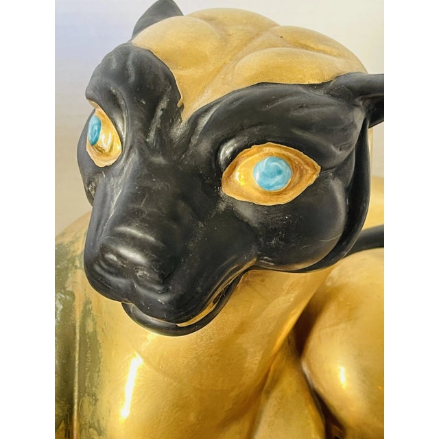 Pair of Gold Porcelain Bastet Cat Giddesses Protectors of Women Qing Dynasty For Sale - Image 4 of 12