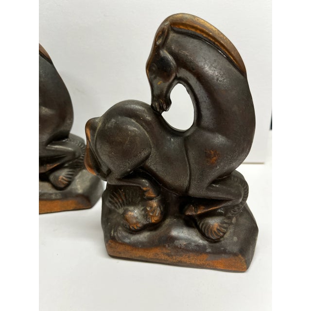 1920s Art Deco Horse Copper Bookends - a Pair For Sale - Image 4 of 7