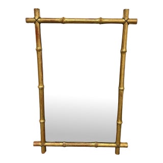 Giltwood Faux Bamboo Wall Mirror For Sale