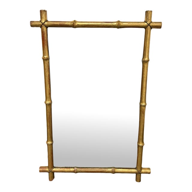 Giltwood Faux Bamboo Wall Mirror For Sale