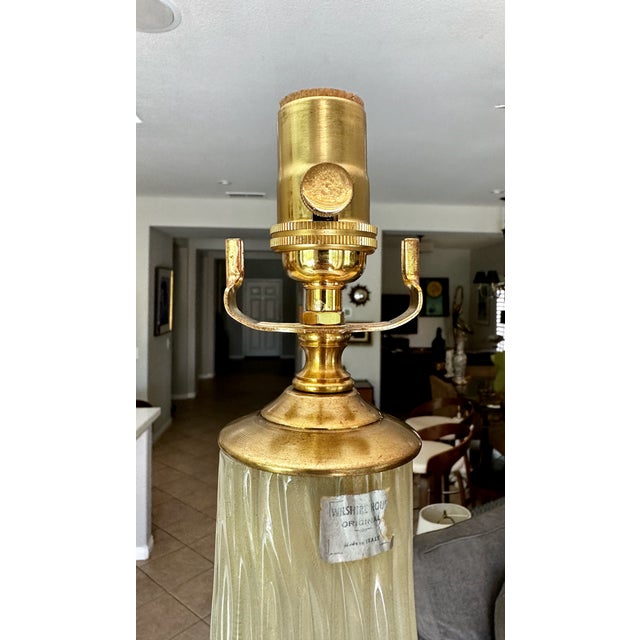 1950s Large Murano Opalescent Blue Gold Inclusions Table Lamps - a Pair For Sale - Image 13 of 18