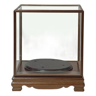Vintage Glass Transparent Rectangular Shape Cover Display Case For Sale