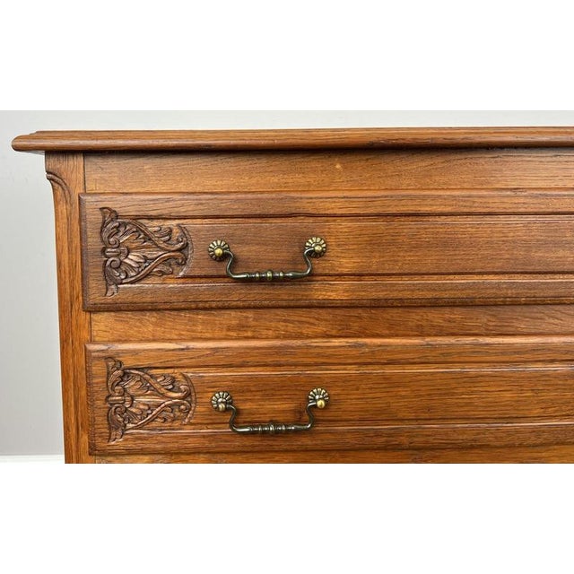 Vintage French Louis Style Oak Chest of 3 Drawers For Sale - Image 6 of 13