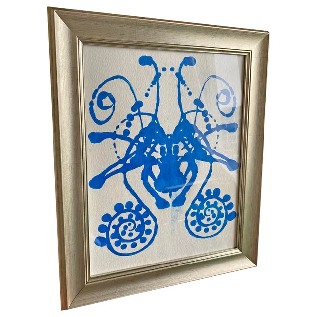 Abstract Original Rorschach Test–Inspired Abstract Paintings – Hand-Painted Acrylic on Rice Paper, Framed Modern Art Set For Sale - Image 3 of 7