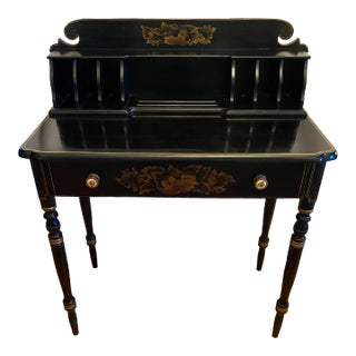 1970s Vintage Hitchcock Painted Two Tier Americana Style Writing Desk For Sale