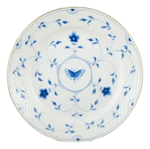 Hand-Painted Round Butterfly Porcelain Platter from Bing & Grøndahl, 1930s