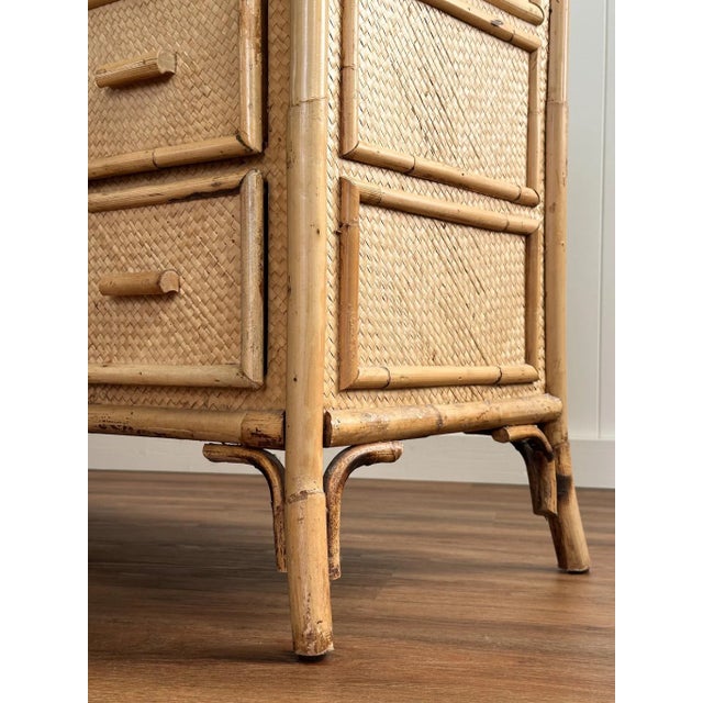 Vintage Coastal Bamboo & Woven Rattan 6-Drawer Dresser For Sale - Image 16 of 17