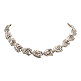 Vintage Signed Napier Silvertone Corn Cob Link Necklace For Sale