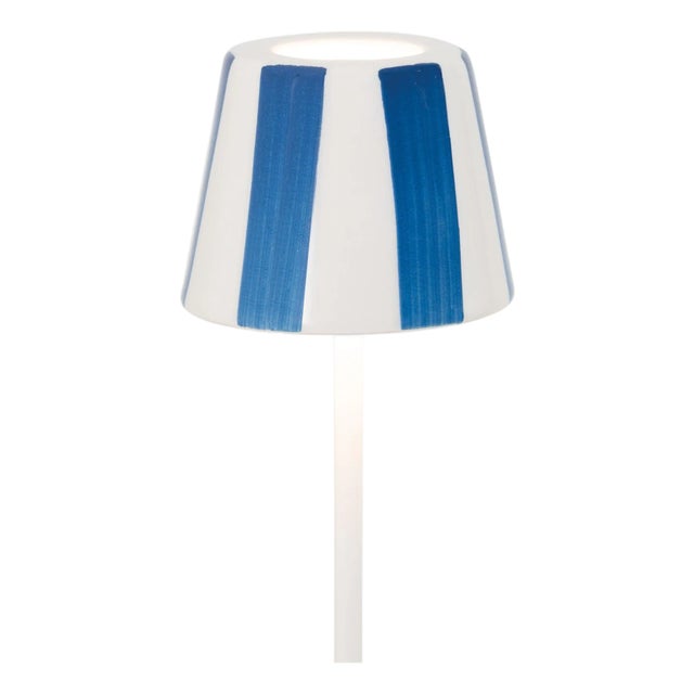 Zafferano Ceramic Light Blue Striped Shade for Poldina Micro Lido Lamp For Sale