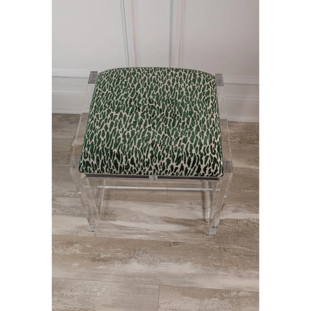 Plastic Glencoe Earl Emerald Lucite Bench For Sale - Image 7 of 8