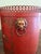 Pair of Antique French Neoclassical Red & Gold Tole Cachepot With Lion Heads For Sale In South Bend - Image 6 of 10
