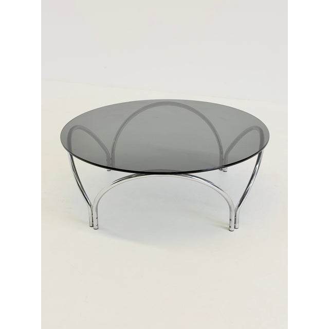 Vintage Space Age Coffee Table in Smoked Glass and Chrome, 1970s For Sale - Image 6 of 10