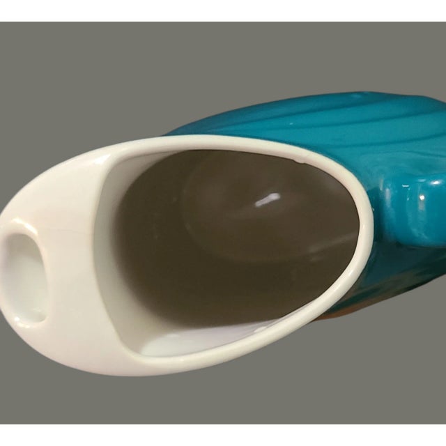 Vintage Mid-Century Modern Retro American Hall Ocean Blue Pitcher For Sale - Image 6 of 8