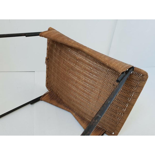 Vintage Stool in Rattan and Steel by Raoul Guys for Airborne, 1950s For Sale - Image 8 of 10