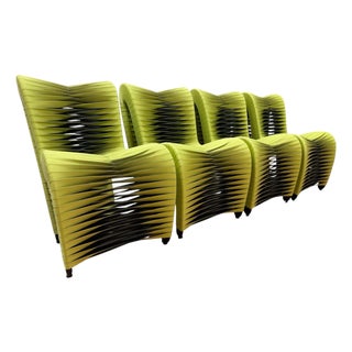 Late 20th Century Set of 4 Contemporary Lime Green Seat Belt Dining Chairs by Phillips Collection For Sale