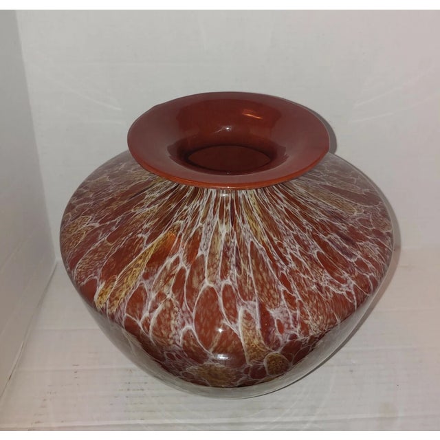 Mid-Century Modern Vintage Murano Style Venetian Azzurra Co Maestri Vetrai Italian Art Glass Vase For Sale - Image 3 of 5