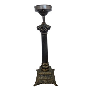 Antique Neoclassical Brass Spelter Boudoir Table Lamp For Sale