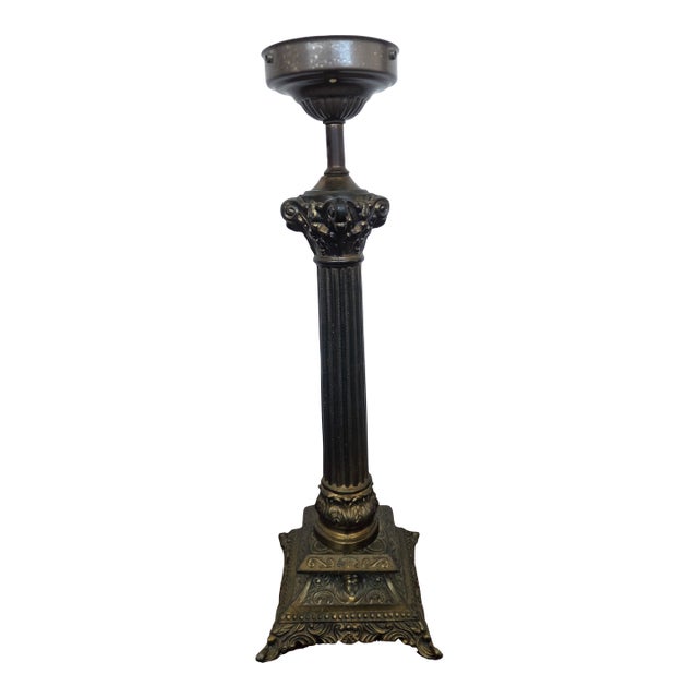 Antique Neoclassical Brass Spelter Boudoir Table Lamp For Sale