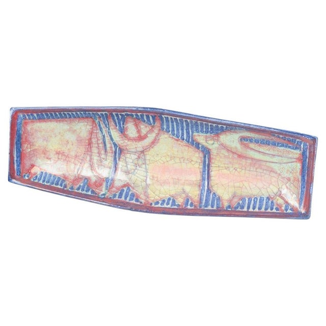 1960s Large Stoneware Dish with Graphic Motif by Marianne Starck for Michael Andersen, 1960s For Sale - Image 5 of 5