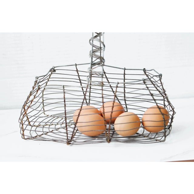Farmhouse Petite Vintage French Wire Egg Gathering Basket/Easter For Sale - Image 3 of 5