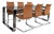 Swing Dining Table and Chairs in Leather and Glass from Tonon, Set of 7 For Sale