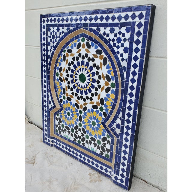 Moroccan Handmade Moroccan Multicolor Mosaic Panel / Beige and Green For Sale - Image 3 of 6