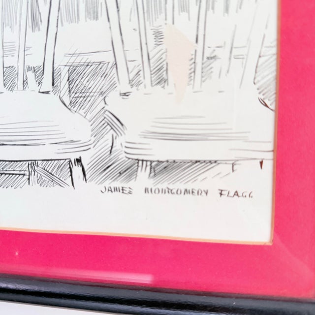Mid-Century Modern Pair of Rare James Montgomery Flagg Harper's Weekly 1907 Mid-Century Modern Re-Prints — "Science" & "Politics" — Framed For Sale - Image 3 of 12