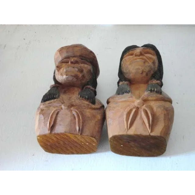 Pair of Folk Hand Carved & Painted Indians -Signed J.I.Lizio For Sale - Image 4 of 8