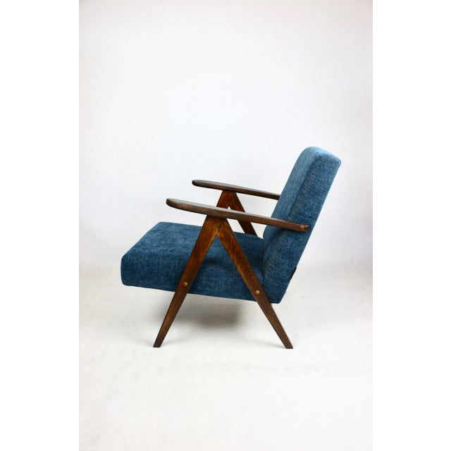 Wood Vintage Denim Blue Armchair, 1970s For Sale - Image 7 of 10