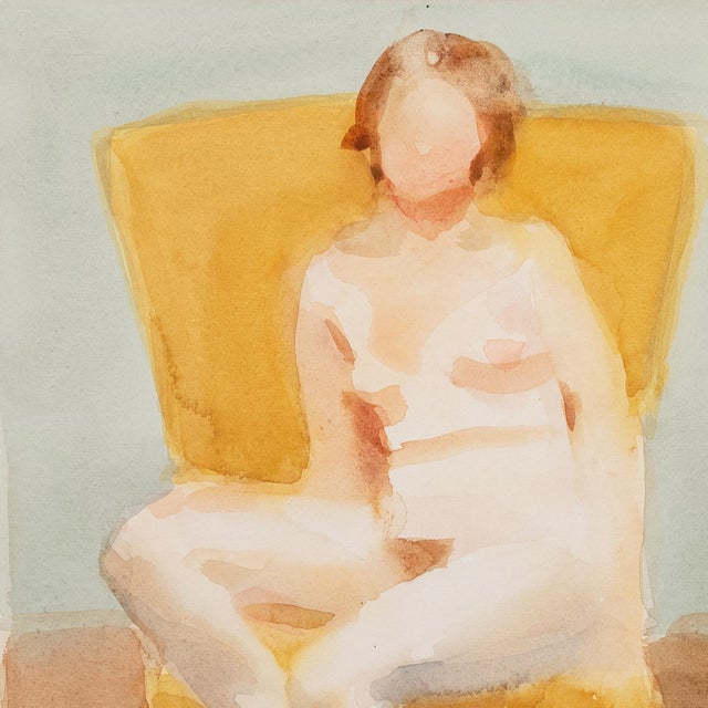 1970s 'Seated Nude on a Yellow Chair' by Robert Wilbert, 1974, Detroit, Michigan, American Modernist For Sale - Image 5 of 8
