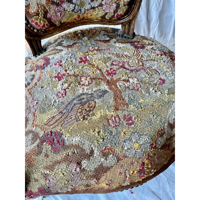 Late 19th Century 19th C French Needlepoint Carved Diminutive Fauteuil For Sale - Image 5 of 12