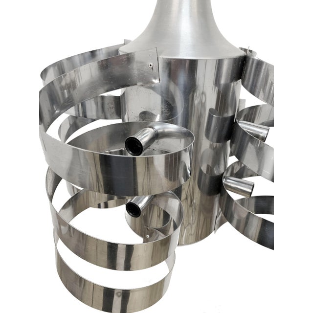 1960s Chromed Steel and Aluminum Cyclone Pendant by Max Sauze for Sciolari, 1960s For Sale - Image 5 of 10