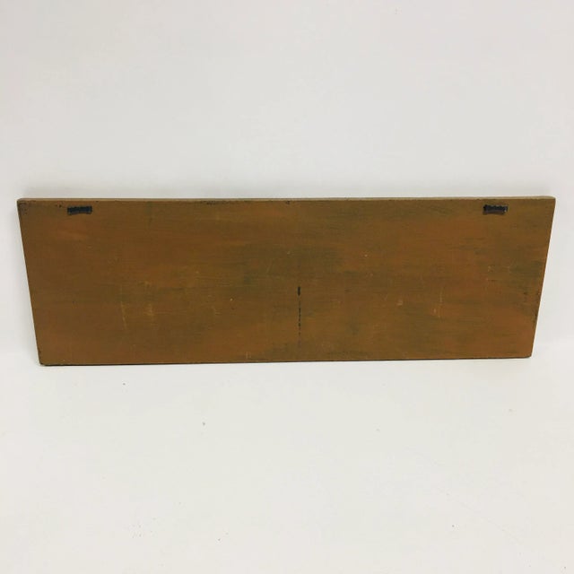 Vintage Wooden Sign "Pears", hand painted black letters against a mustard background.