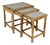 Oak Ceramic Tile-Top Nesting Tables Set of 3 Floral Spindle Legs Traditional Vintage For Sale