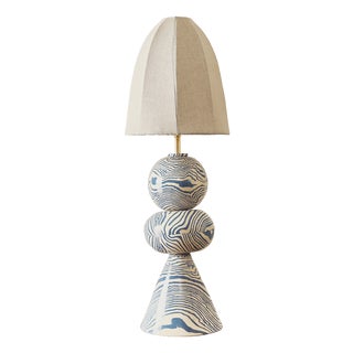 Ceramic Swan Blue and White Table Lamp by Henry Holland Studio For Sale