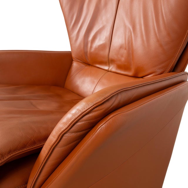 Animal Skin Unus Leather Chrome Armchair in Brown Cognac wirh Manual Function from FSM For Sale - Image 7 of 18