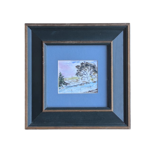 Vintage Original Farmland Countryside Landscape Watercolor Painting Signed by the Artist Entire Painting Including Frame...