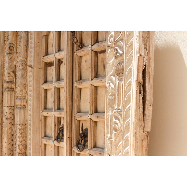 Massive Heavily Carved Antique Thar Desert Entrance Door For Sale - Image 13 of 16