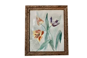 Tulips, France, 1940s, Glass & Wood & Paper