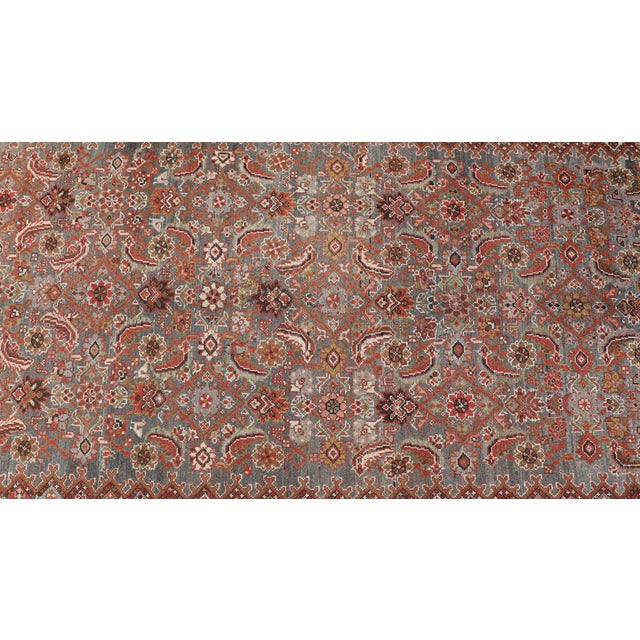 Early 20th Century Antique Persian Malayer Rug With Allover With Herati Design in Terracotta For Sale - Image 5 of 13