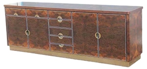 Italian Walnut, Brass & Aluminum Sideboard, 1970s