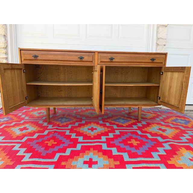 1960s Danish Oak Sideboard Credenza Media Cabinet For Sale - Image 5 of 9