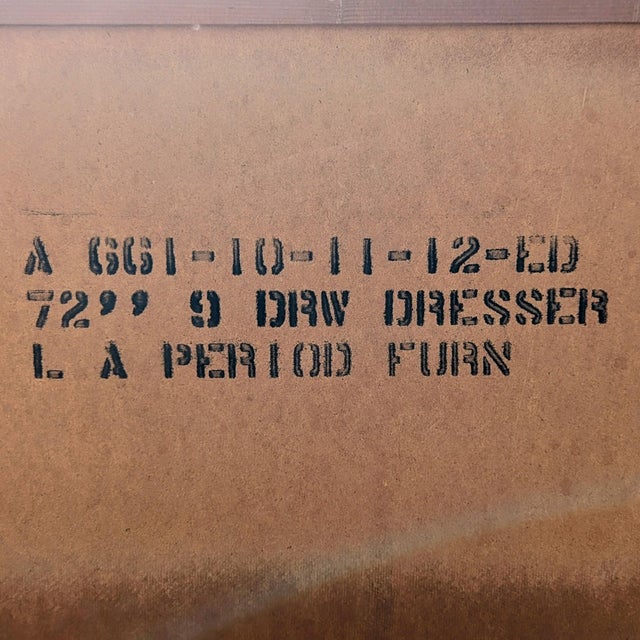 Late 20th Century L.A. Period Furniture Nine-Drawer Walnut Dresser For Sale - Image 10 of 18